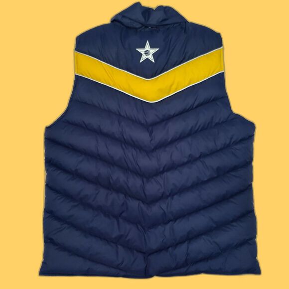 NBA All Star 2024 Indy Indianapolis Volunteer Puffer Vest w/ Hood L Blue Yellow - Picture 2 of 6